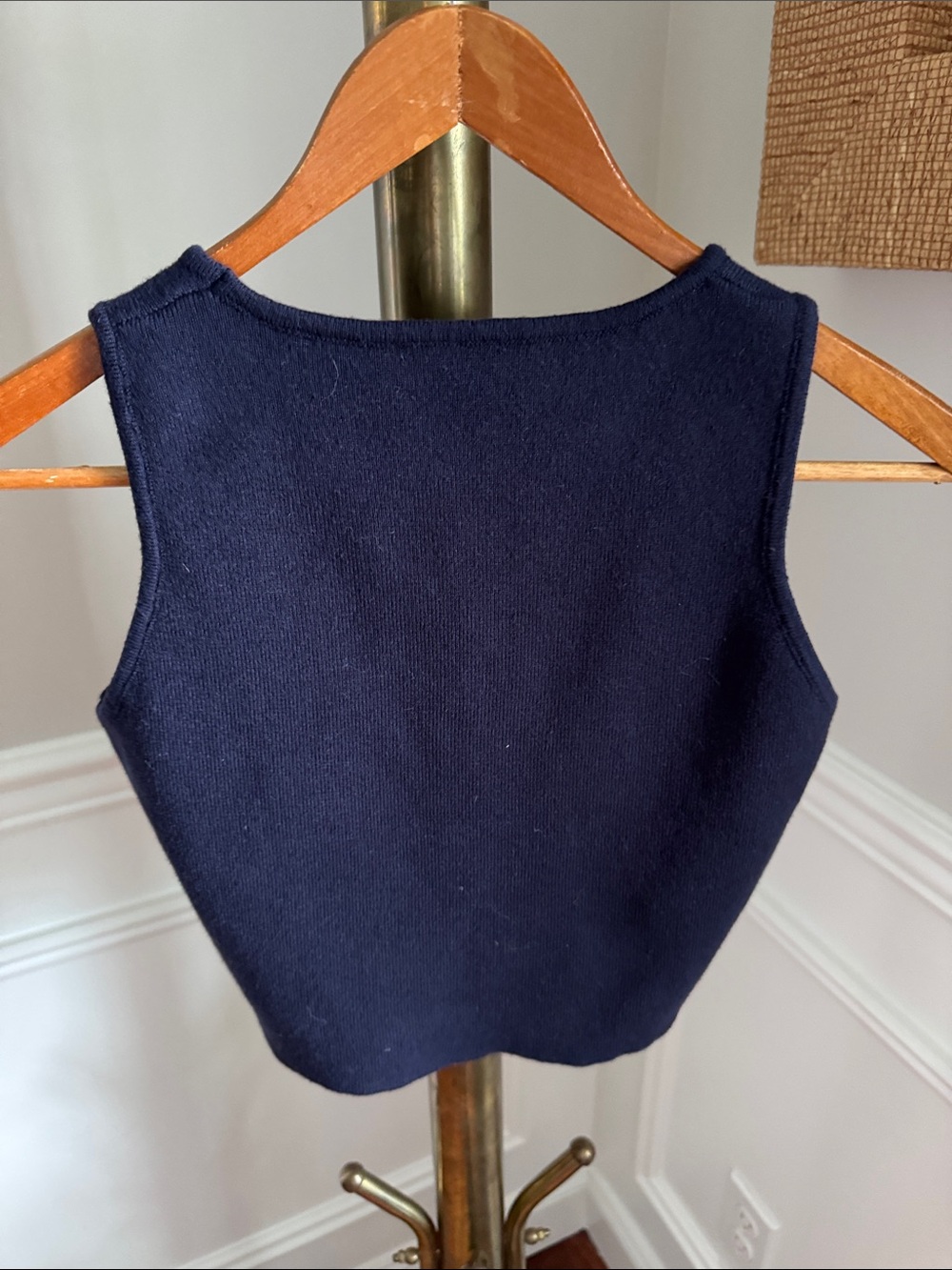 Navy Knit Button-Front Sleeveless Top - Picture 4 of 4